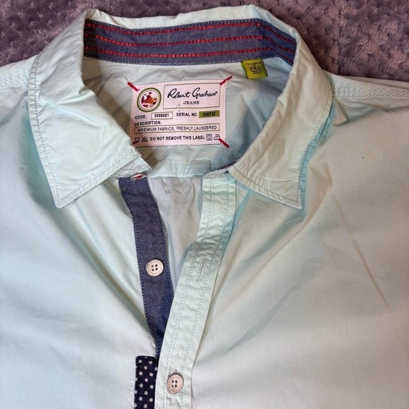 Robert Graham Other - Robert Graham Jeans Mens 2XL Tailored‎ Fit Mint Green Button Down Roll Tab Shirt